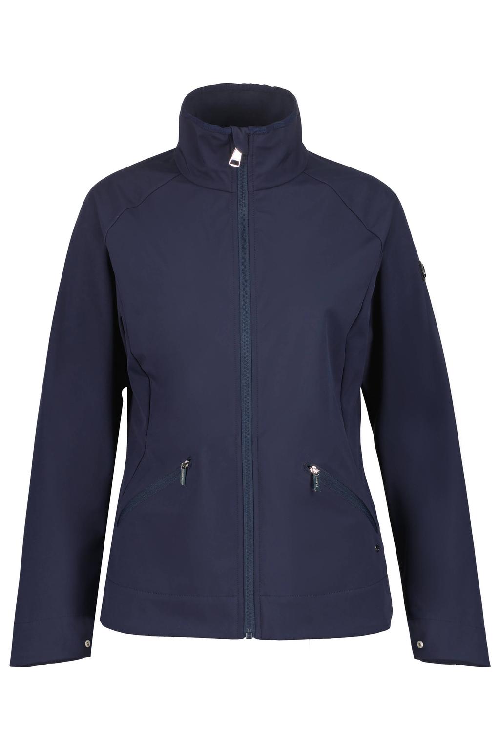 Donkerblauwe dames Luhta softshell jas Ainola met lange mouwen, opstaande kraag en ritssluiting