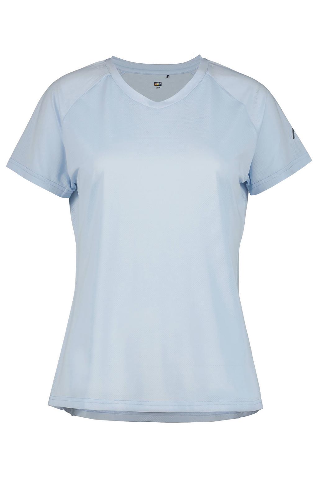 Lichtblauwe dames Rukka hardloopshirt Muuko V2 van polyester met korte mouwen en V-hals