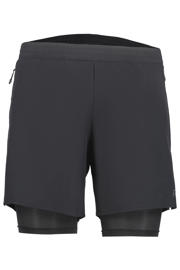 thumbnail: Zwarte heren Rukka hardloopshort Maaninka 2In1 van polyester met elastische tailleband met koord en effen