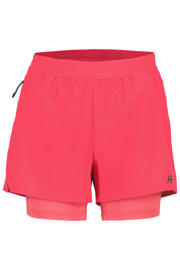 thumbnail: Roze dames Rukka hardloopshort Makela 2In1 van polyester met regular fit, regular waist en effen