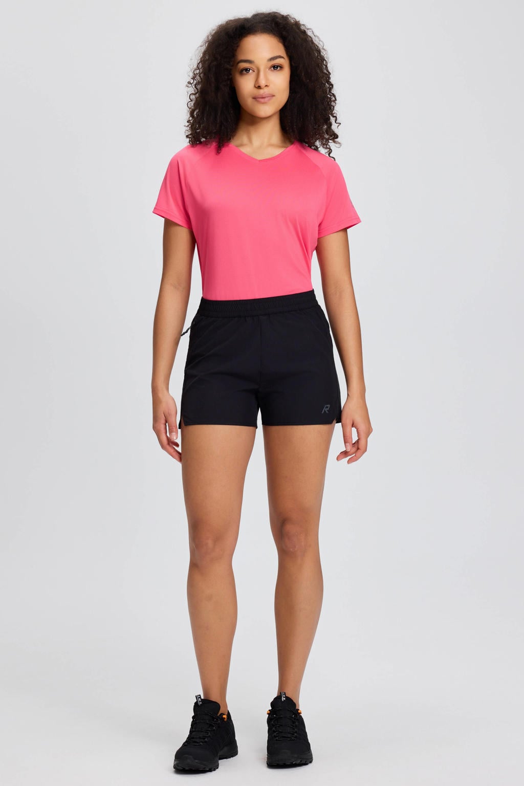 Zwarte dames Rukka hardloopshort Makela van polyester met regular fit, regular waist en effen