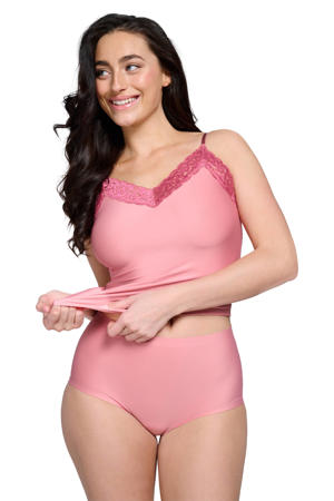 naadloze maxislip met kant roze