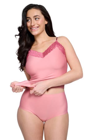 naadloze maxislip met kant roze