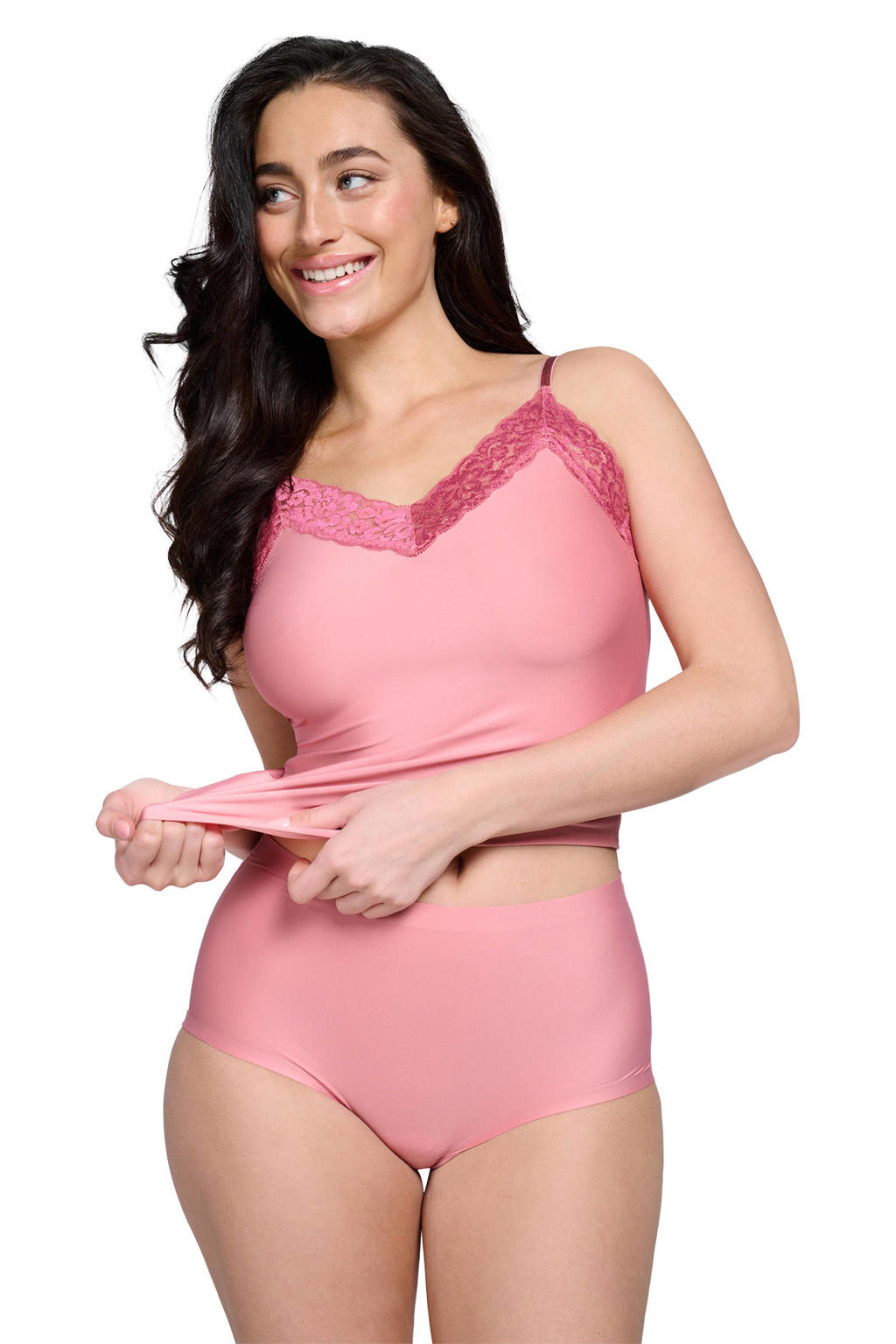 ten Cate Secrets naadloze maxislip met kant roze
