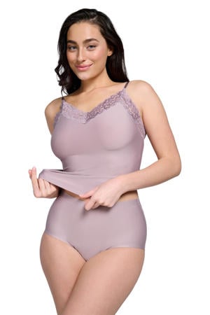 naadloze maxislip met kant taupe