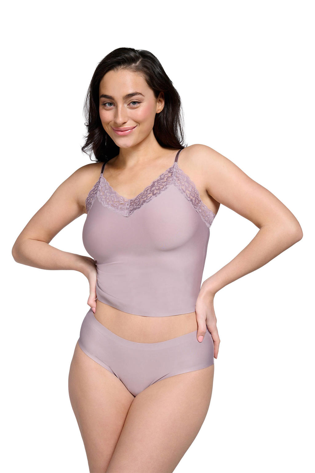 ten Cate Secrets naadloze hipster met kant taupe