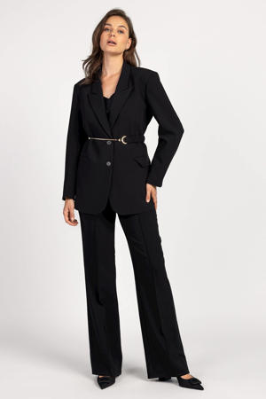 straight regular waist broek zwart