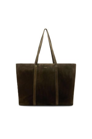 suede shopper donkergroen