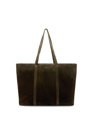 suede shopper donkergroen
