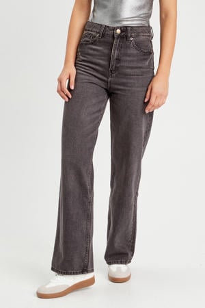 high waist wide leg jeans black