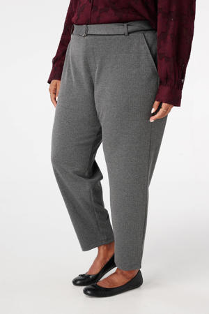 straight high waist broek grijs melange