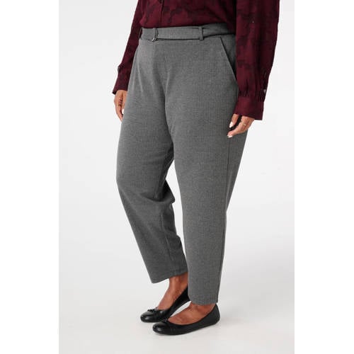 MS Mode straight high waist broek grijs melange afbeelding