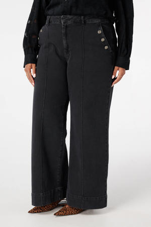 high waist wide leg jeans grey denim