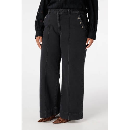 MS Mode high waist wide leg jeans grey denim afbeelding