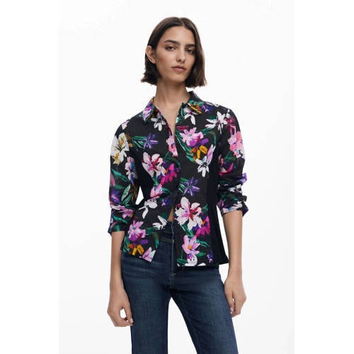 Desigual gebloemde blouse zwart afbeelding