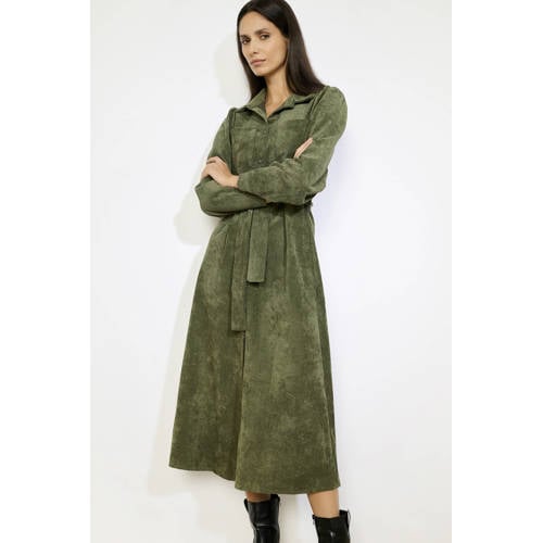 LOLALIZA corduroy blousejurk groen afbeelding