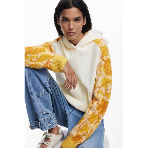 Desigual gebloemde hoodie ecru afbeelding