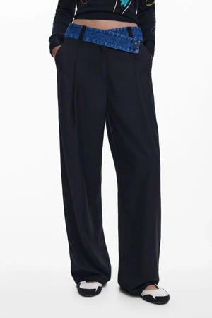 wide leg high waist broek zwart