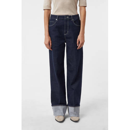 comma casual identity straight leg jeans dark blue denim afbeelding