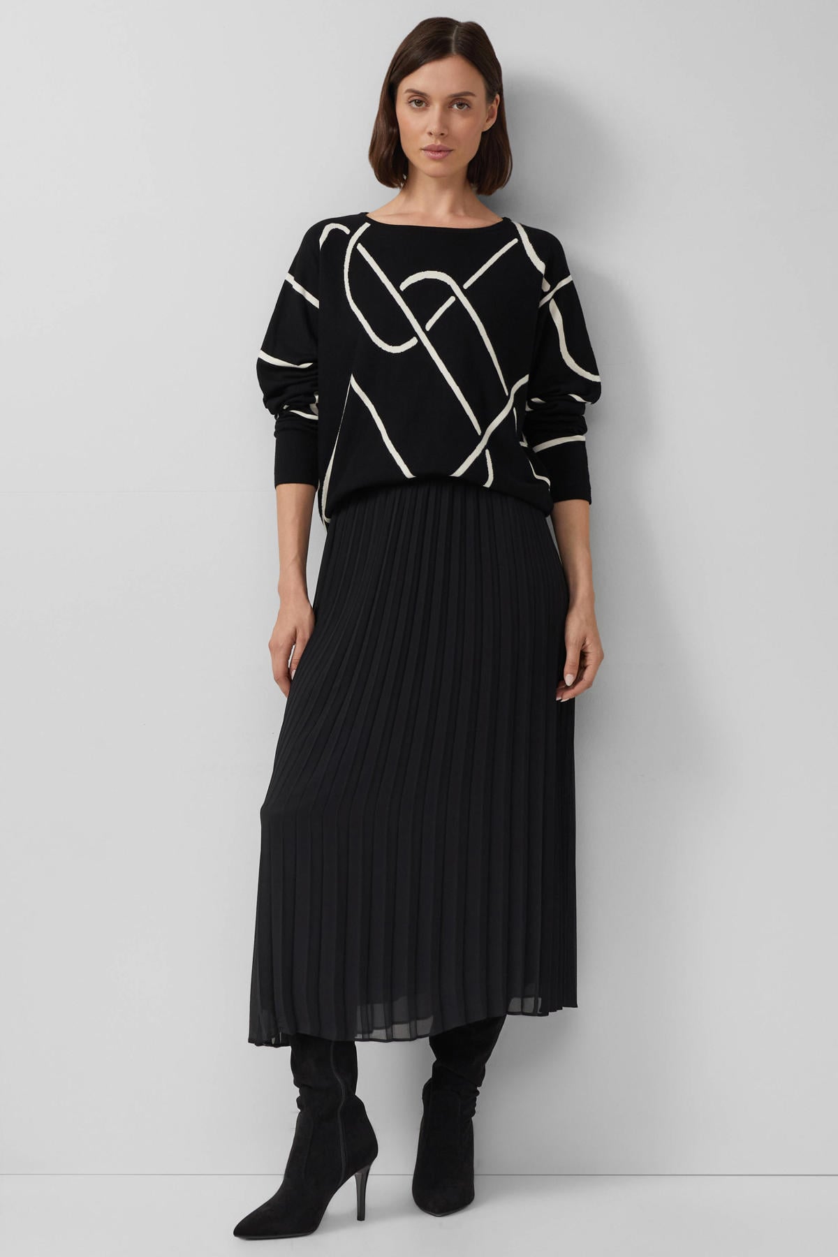 s.Oliver BLACK LABEL Mini-jurk met ballonmouwen in zwart online kopen | P&C