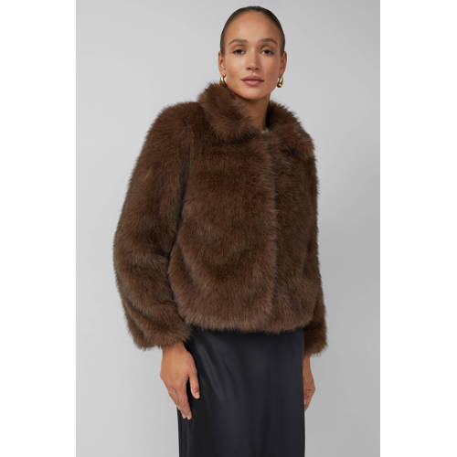 s.Oliver BLACK LABEL faux fur jas donkerbruin afbeelding