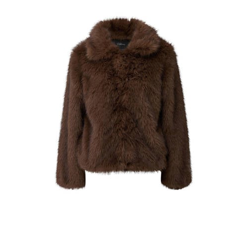 s.Oliver BLACK LABEL faux fur jas donkerbruin afbeelding