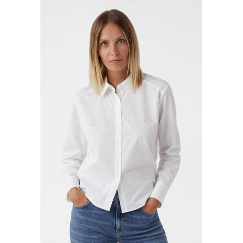 comma casual identity blouse met stippen wit afbeelding