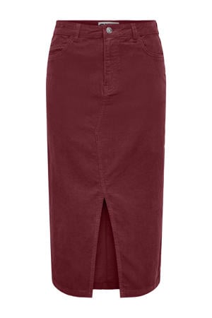 midi rok corduroy donkerrood