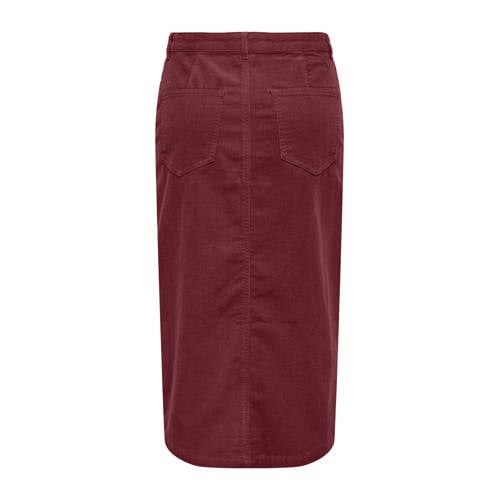 ONLY midi rok corduroy donkerrood afbeelding