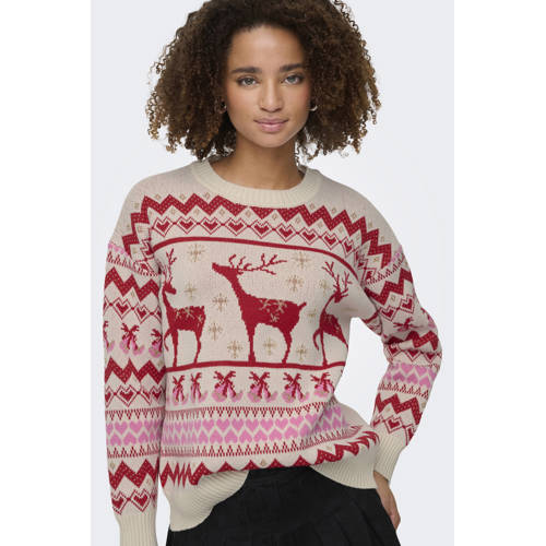 ONLY kersttrui rood gebreid afbeelding