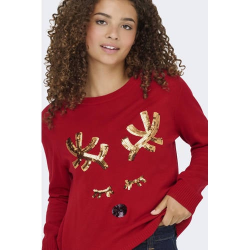 ONLY kersttrui rood gebreid afbeelding