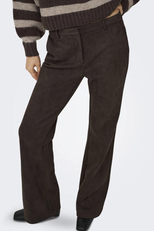 suede flared regular waist casual broek bruin
