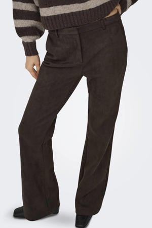 suede flared regular waist casual broek bruin