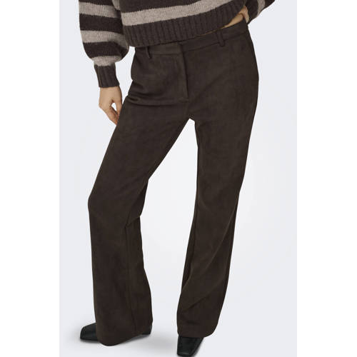 ONLY suede flared regular waist casual broek bruin afbeelding