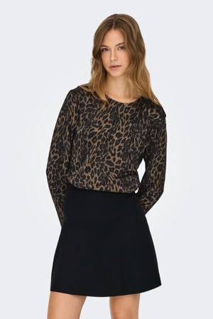 top met panterprint bruin met glitter