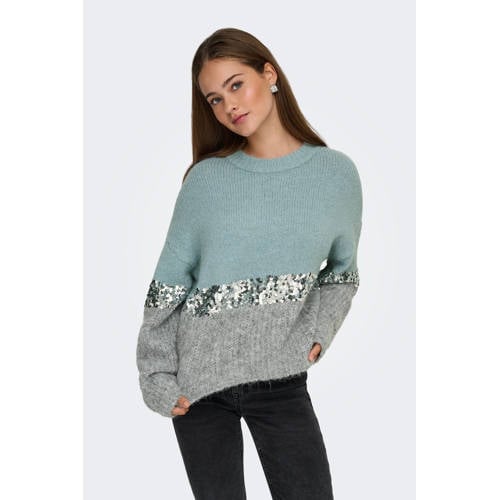 ONLY sweater lichtblauw met pailletten afbeelding