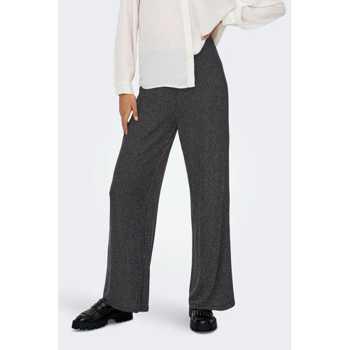 ONLY wide leg high waist casual broek zilver met glitter afbeelding