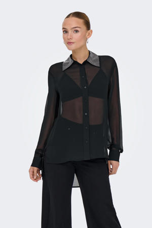 mesh blouse zwart