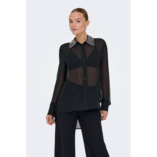 ONLY mesh blouse zwart afbeelding