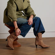 thumbnail: Manfield suède halfhoge laarzen beige