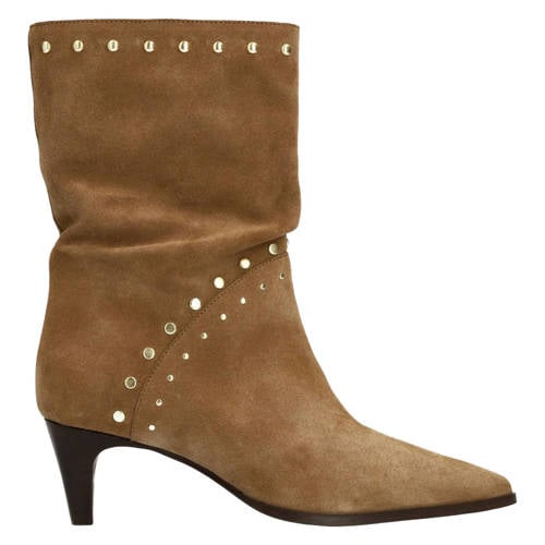 Manfield suède halfhoge laarzen beige afbeelding