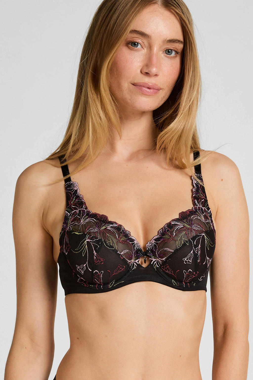 Hunkemöller niet-voorgevormde beugelbh Lily zwart/roze