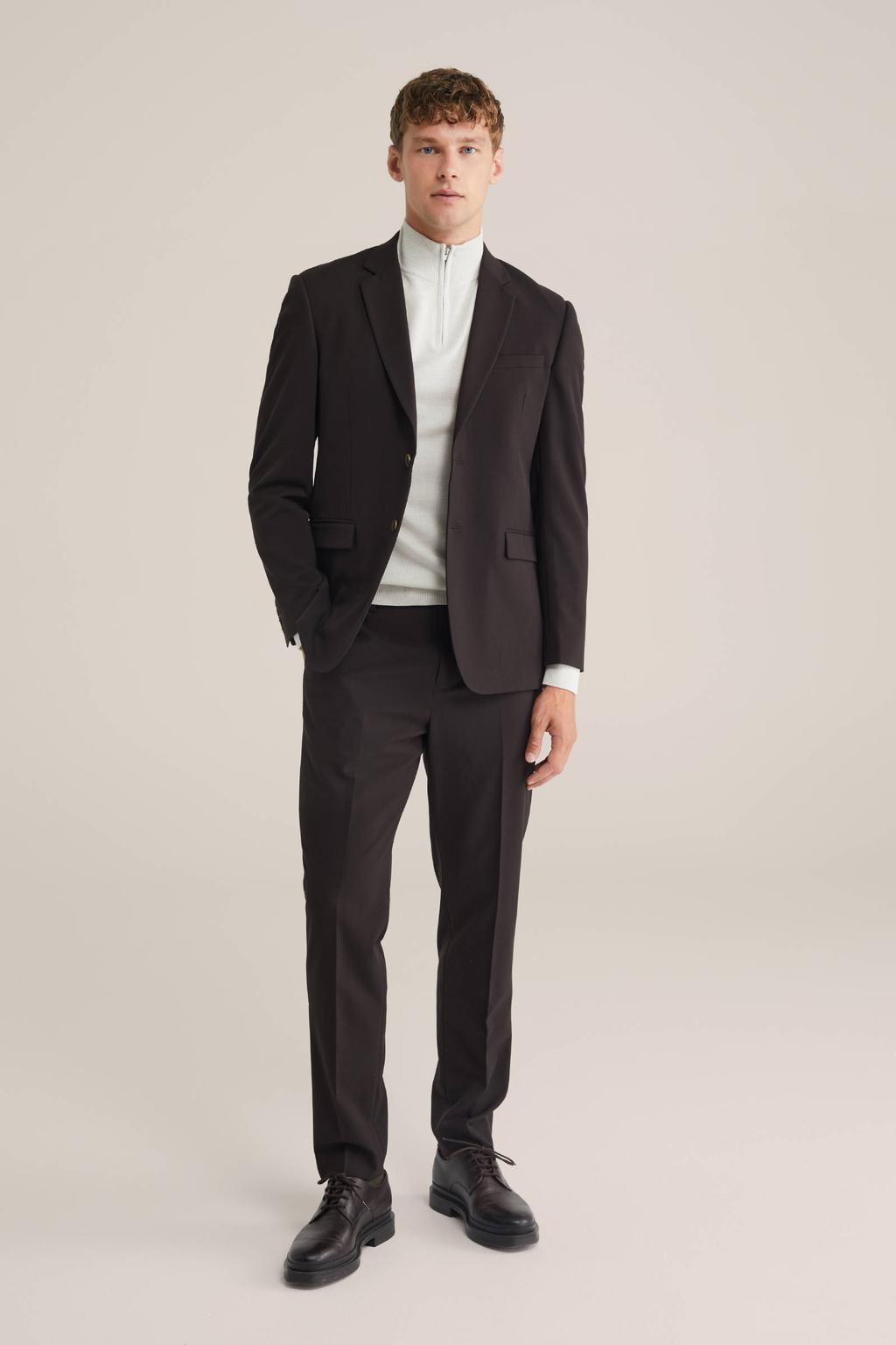 WE Fashion slim pantalon donkerbruin