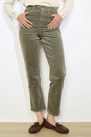 corduroy mom regular waist broek groen