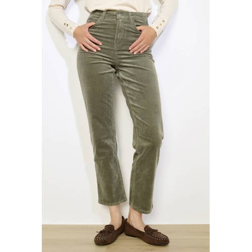 LOLALIZA corduroy mom regular waist broek groen afbeelding