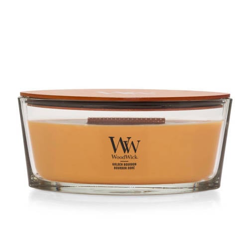 WoodWick geurkaars Golden Bourbon Ellipse afbeelding