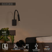 thumbnail: Lucide ALEC - Wandspot / Wandlamp - LED 3 StepDim - G9 - 1x3W 2700K - Inclusief omwisselbare ringen - Zwart