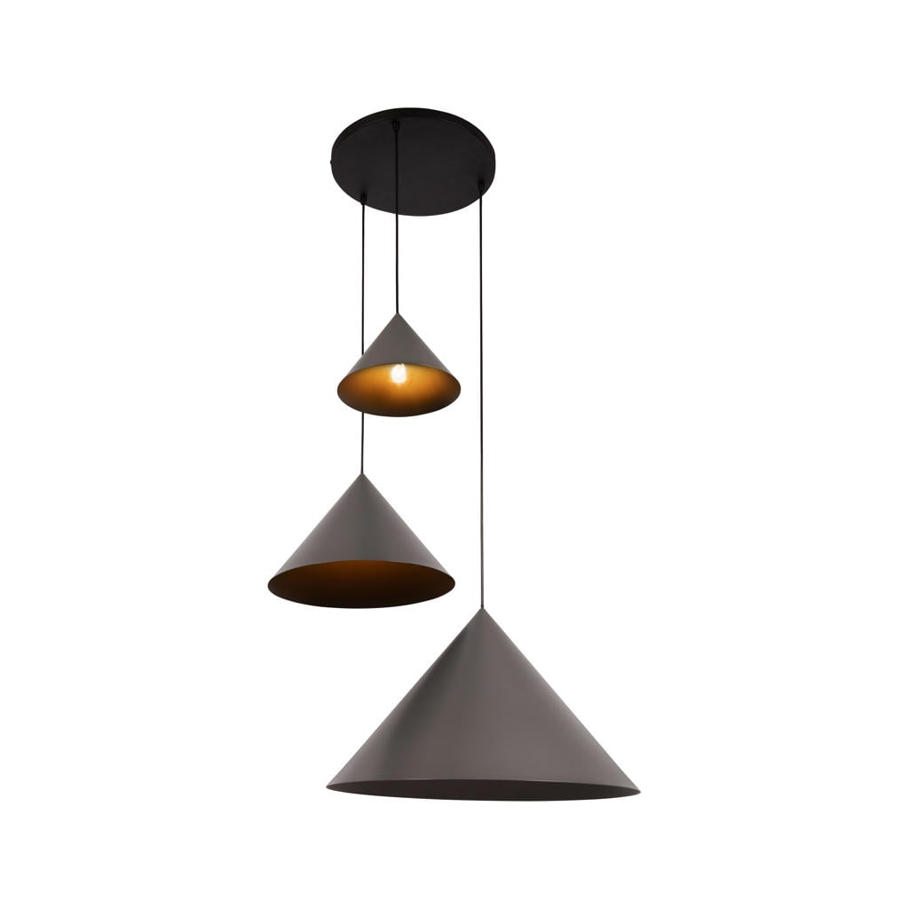 Lucide SPITZE - Hanglamp - Ø 68 cm - 3xE27 - Geschikt voor vide en hoge plafonds - Grijs | Vibes
