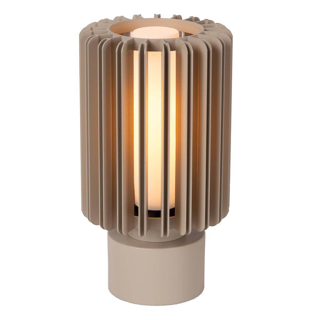 Lucide LAMBRES - Tafellamp - Ø 15 cm - 1xE27 - Taupe