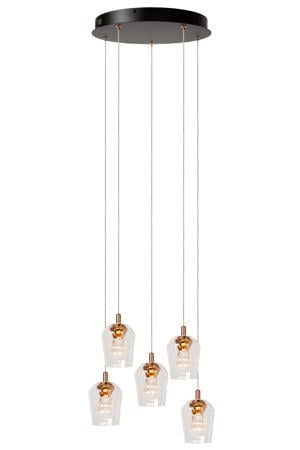 BERLIANE - Hanglamp - Ø 34 cm - LED Dimb. - 5x4W 2700K - Met vervangbare LED-module - Transparant | Essential